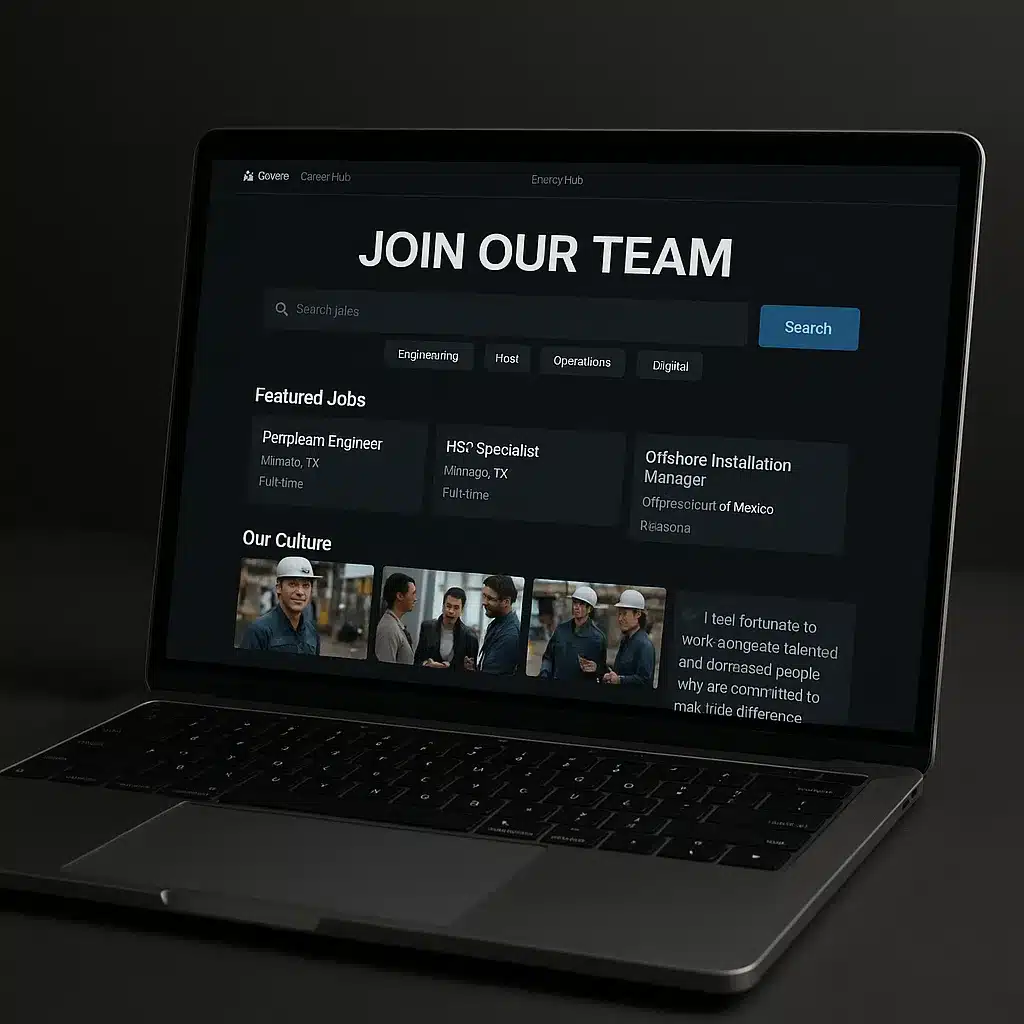 Energy company careers hub with job search, culture content, and applicant tracking system integration