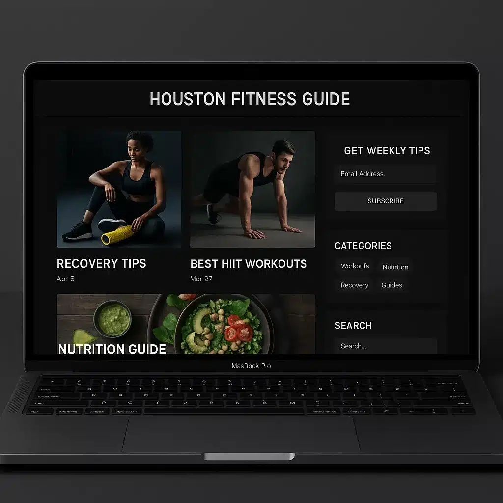 Fitness wellness blog with SEO-optimized articles on nutrition workouts and recovery