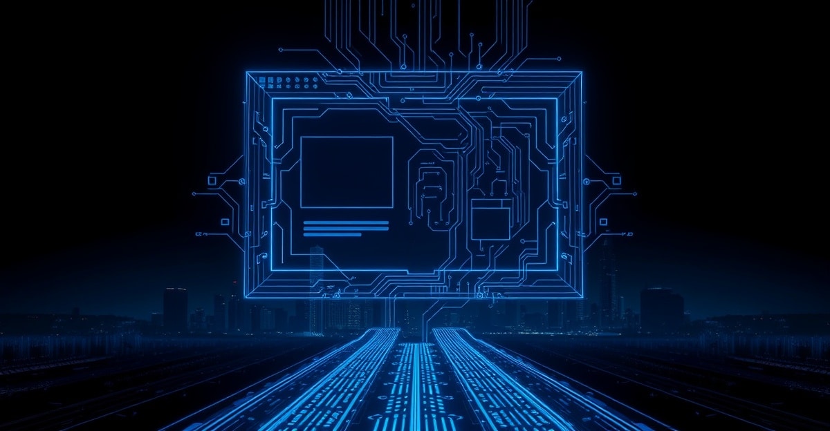 ai-web-design-houston AI web design concept with dark tech aesthetic and Houston skyline