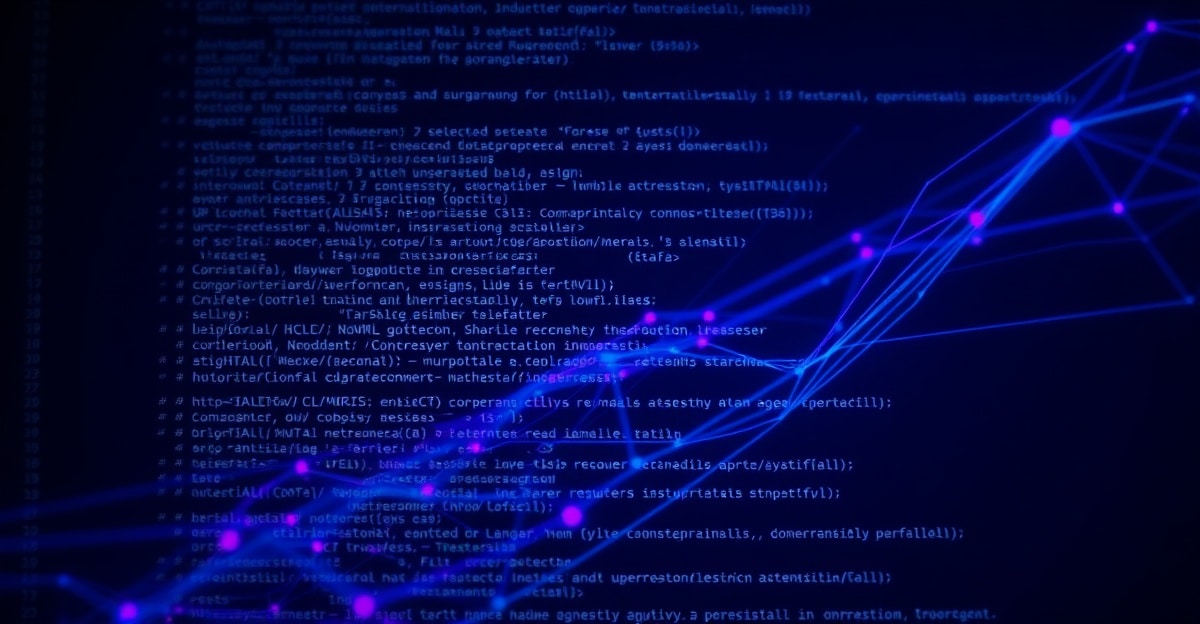 claude-ai-web-development AI code generation visualization with glowing code and neural network patterns
