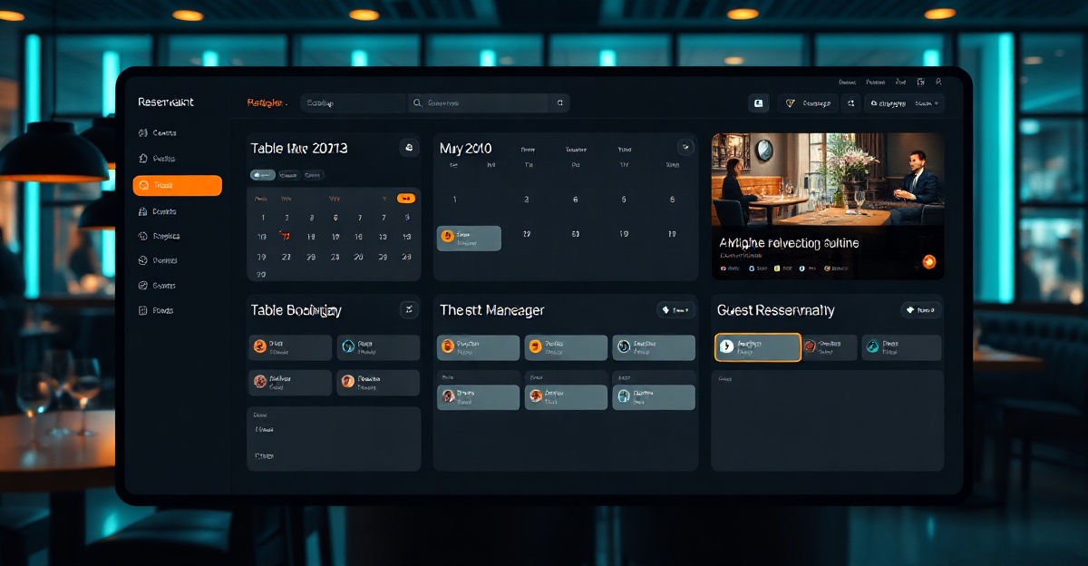 restaurant-reservation-website Modern restaurant reservation system dashboard showing online booking interface and table management