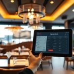 Restaurant reservation system on tablet with online booking interface
