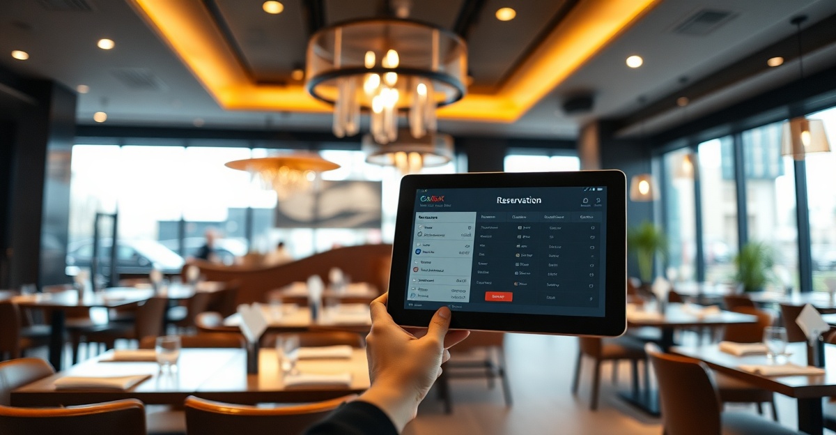 restaurant-reservations-online Restaurant reservation system on tablet with online booking interface