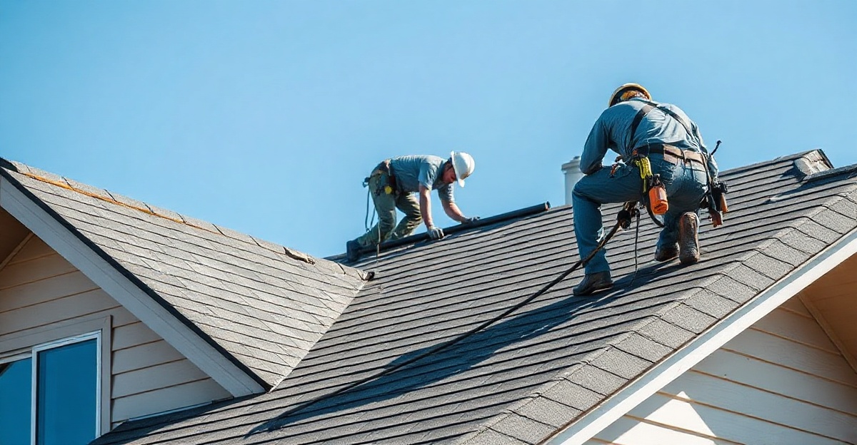 roofing-contractor-website-design-houston Professional roofing contractor working on residential roof in Houston Texas