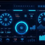 WordPress performance optimization dashboard showing speed metrics and modern tech interface