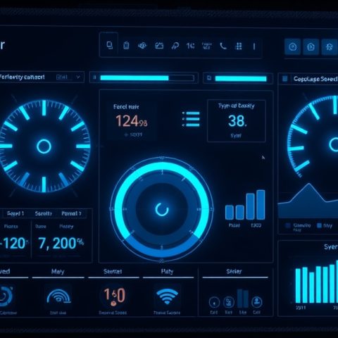 wordpress-performance-optimization-2026 WordPress performance optimization dashboard showing speed metrics and modern tech interface