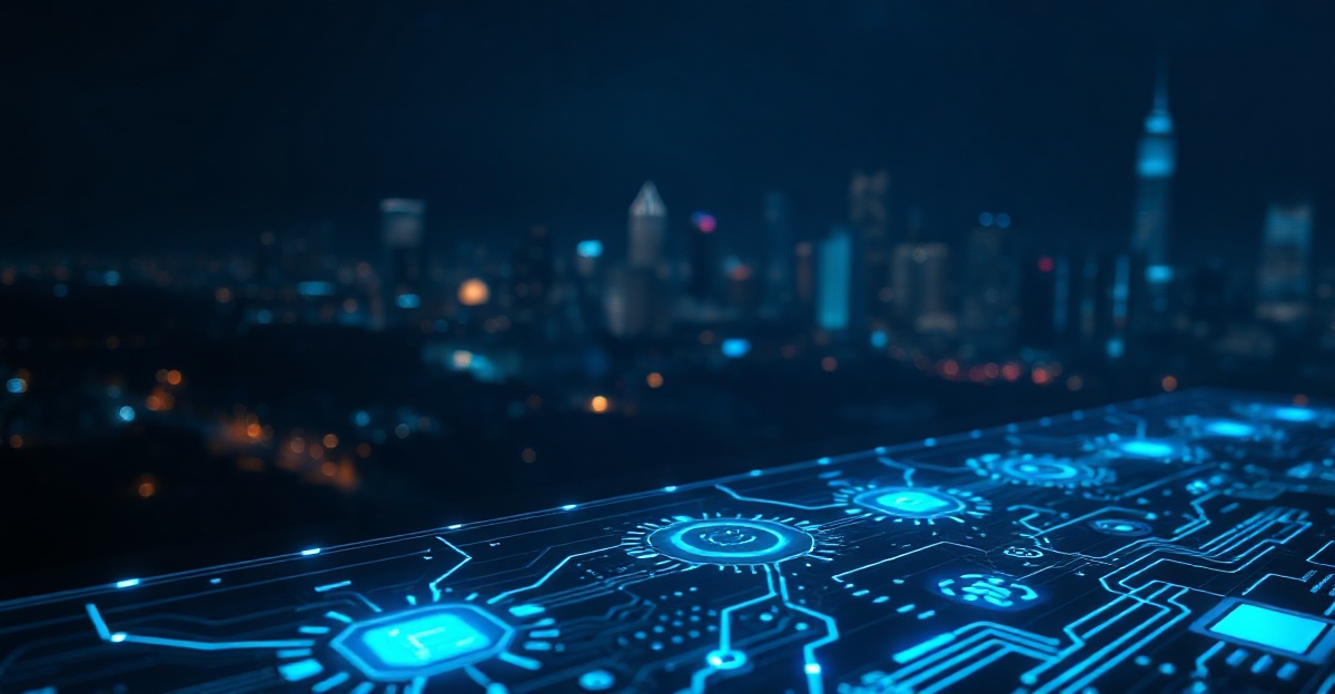ai-business-automation-houston-featured AI automation dashboard glowing over Houston skyline at night