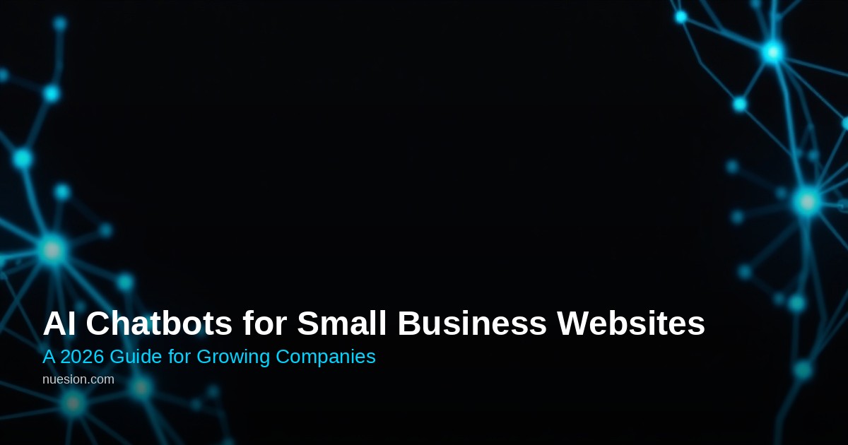 ai-chatbots-small-business-websites Dark tech illustration representing AI chatbots for small business websites