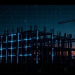 Construction company website design Houston dark blueprint tech background