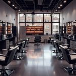 Salon owner using online booking system on tablet in Friendswood Texas