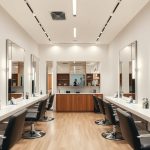 Professional salon interior with modern styling stations showcasing web design for Pearland beauty businesses