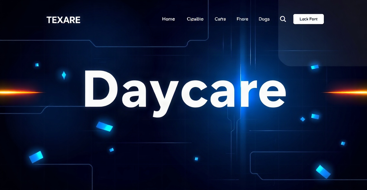 daycare-website-design-houston-tx Dark tech style graphic representing daycare website design services in Houston TX