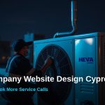 HVAC technician servicing rooftop unit, Cypress TX website design