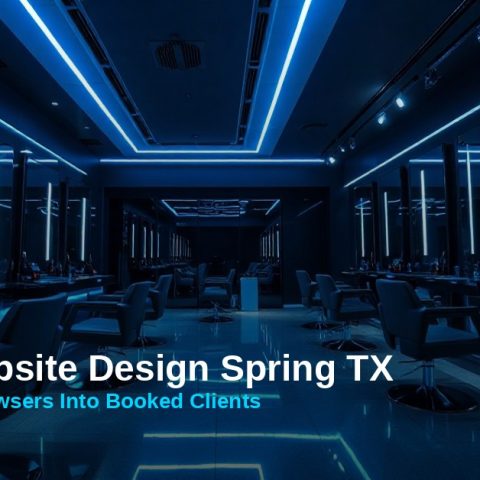 salon-website-design-spring-tx Modern dark salon interior with styling chairs and mirrors, illustrating salon website design in Spring TX