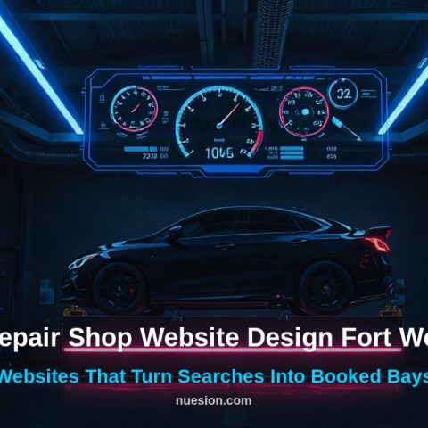 featured Fort Worth auto repair shop website design mockup on laptop and phone