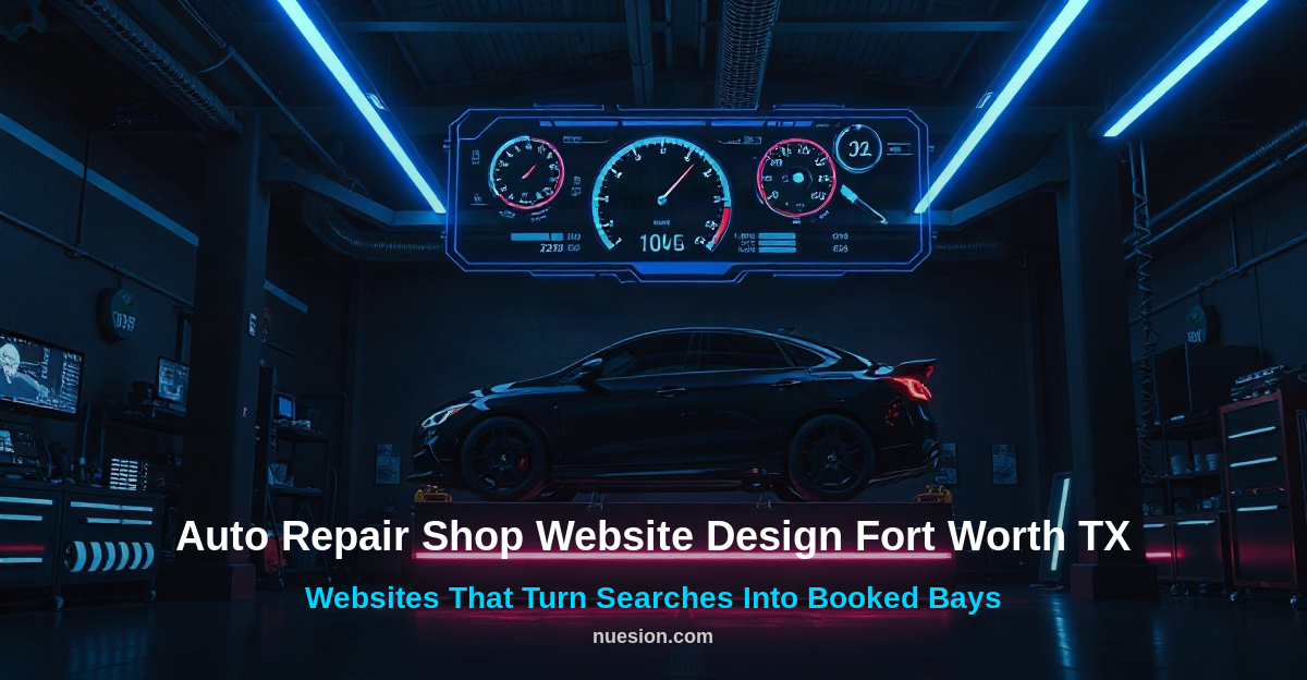 featured Fort Worth auto repair shop website design mockup on laptop and phone