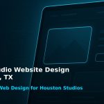 Dark tech-style header image for a Houston fitness studio website design blog post