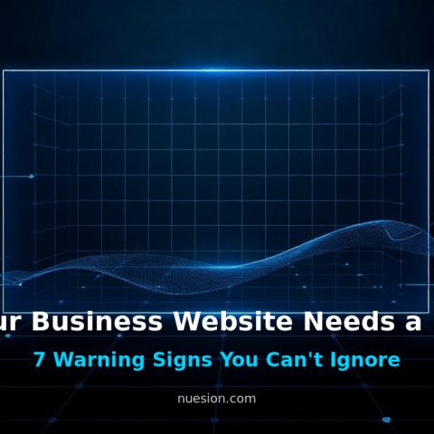 signs-your-business-website-needs-a-redesign Dark tech graphic showing signs a business website needs a redesign